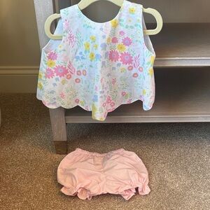 The Beaufort Bonnet Company Floral Top and Pink Diaper Cover Set
